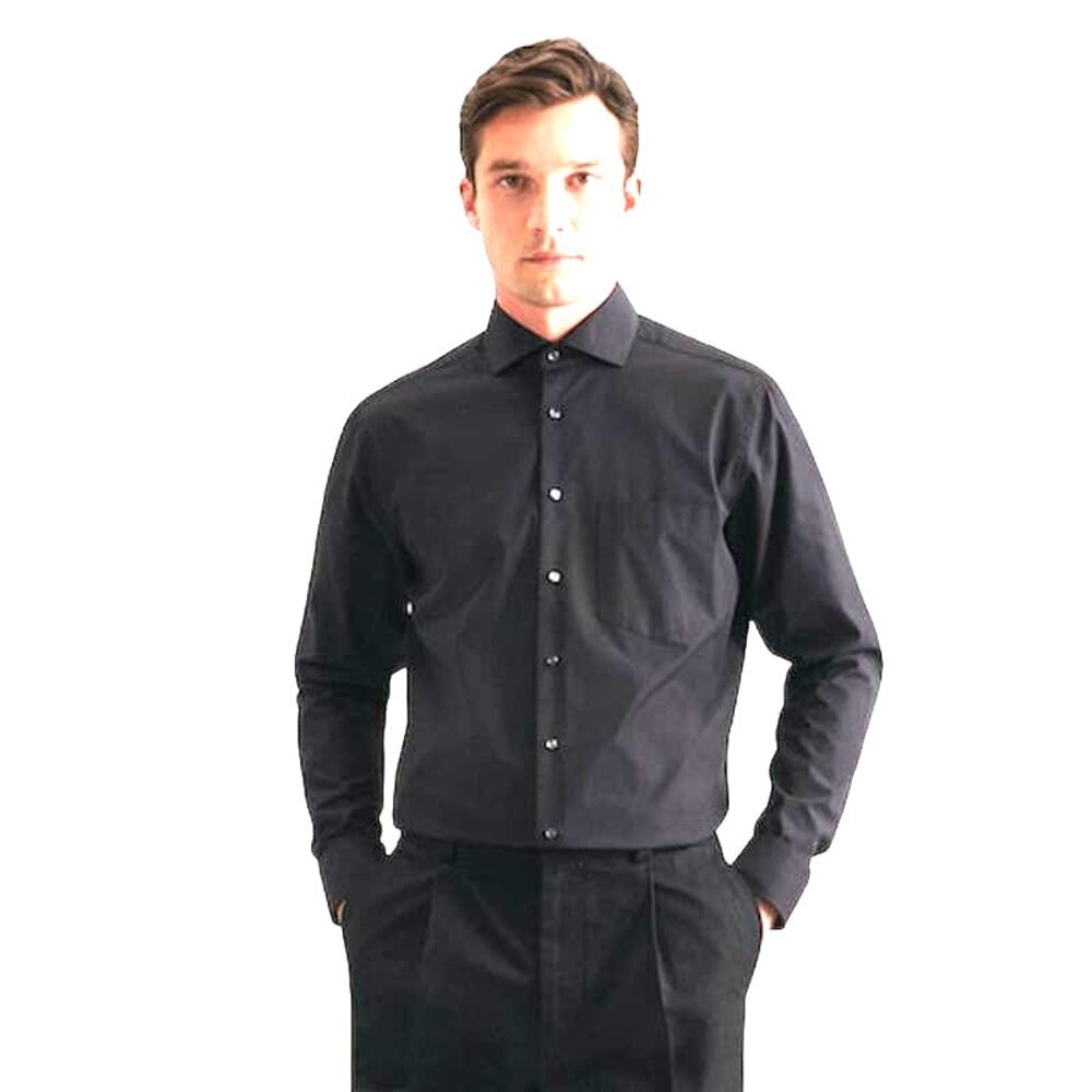 Croft & Barrow Men's Black Broadcloth‎ Slim Fit Button Up Shirt 16.5" Neck 34/35